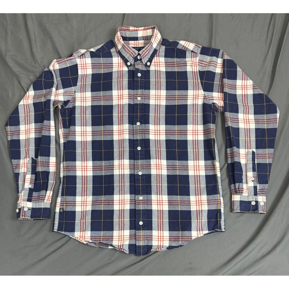 Brooks Brothers Red Fleece Youth Large Plaid Button Down Shirt Blue Red White